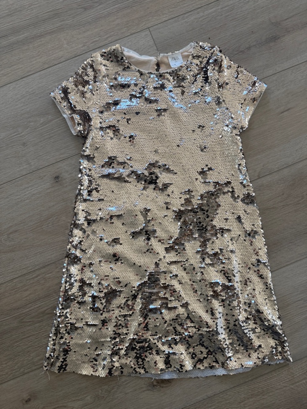 Zara Gold Sequin Shift Dress for Kids